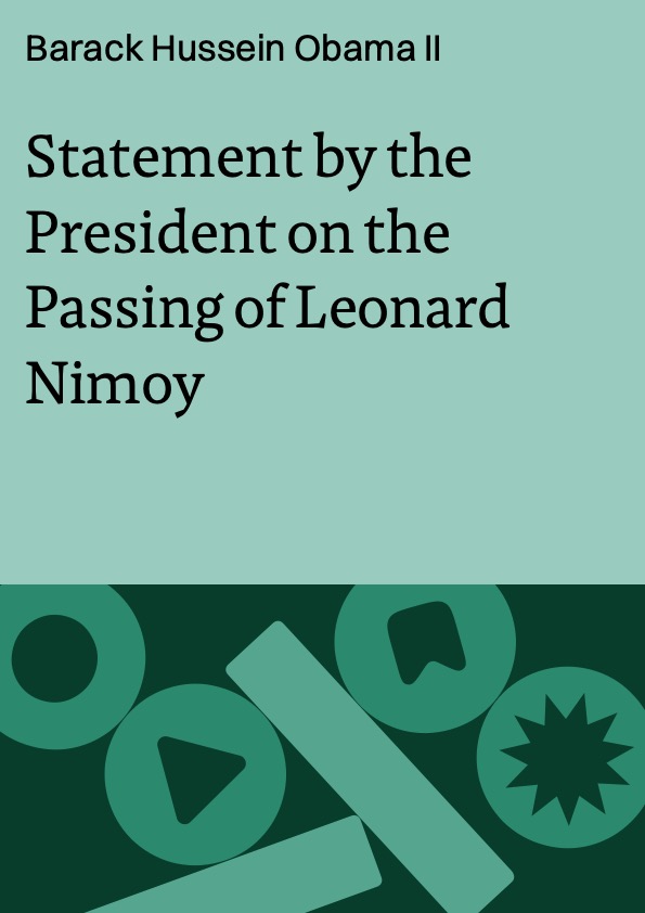Statement by the President on the Passing of Leonard Nimoy